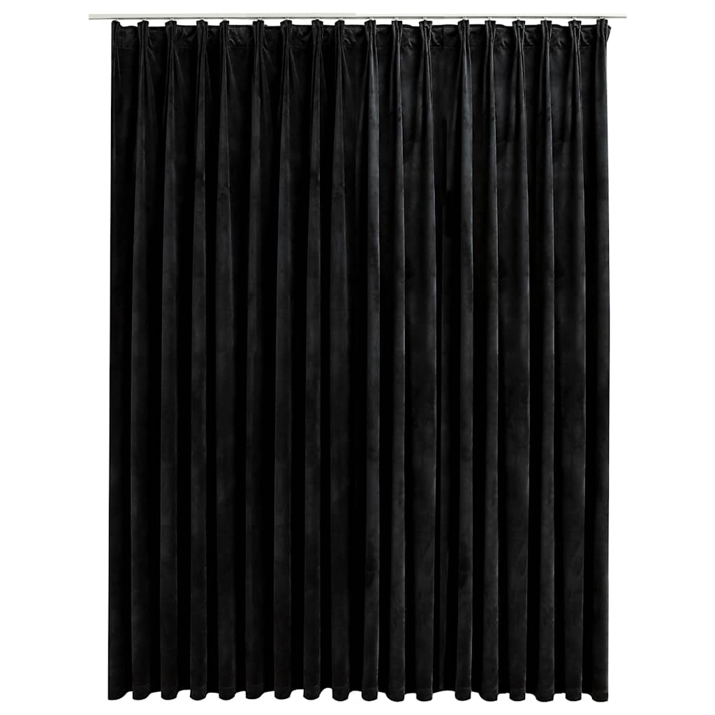 vidaXL Κουρτίνα Συσκότισης με Γάντζους Μαύρη 290 x 245 εκ. Βελούδο