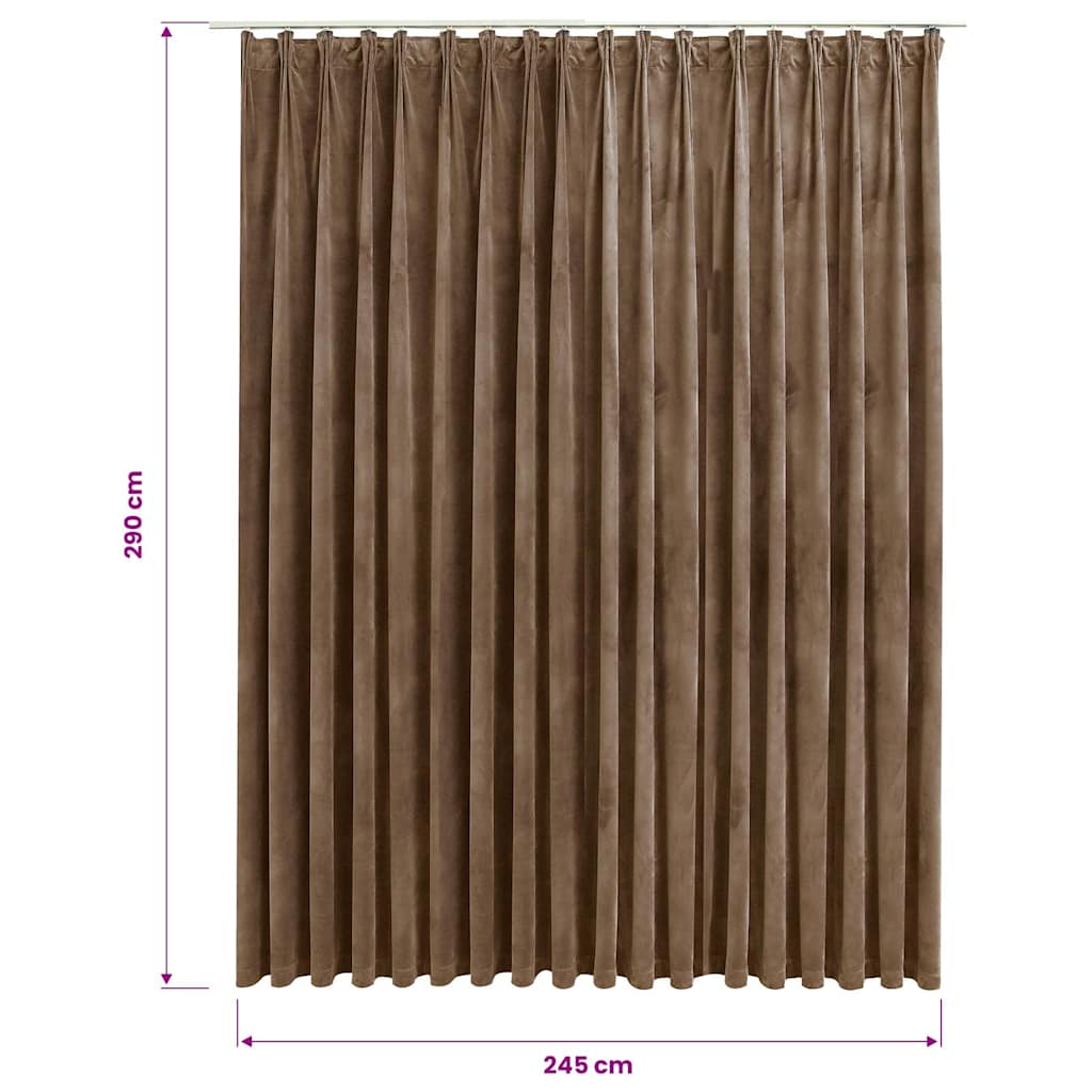 vidaXL Κουρτίνα Συσκότισης με Γάντζους Μπεζ 290 x 245 εκ. Βελούδο