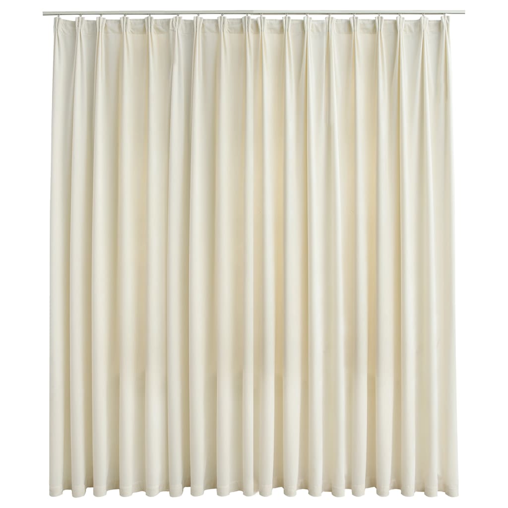 vidaXL Κουρτίνα Συσκότισης με Γάντζους Κρεμ 290 x 245 εκ. Βελούδο