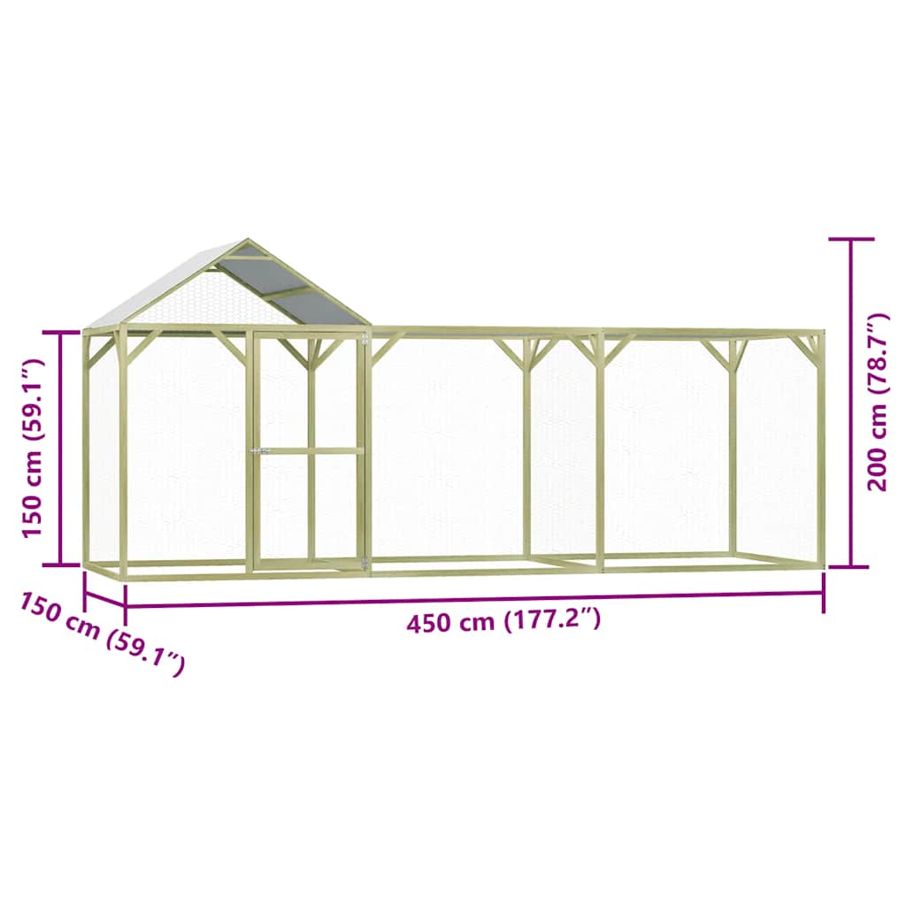 vidaXL Κοτέτσι 4,5 x 1,5 x 2 μ. από Εμποτισμένο Ξύλο Πεύκου