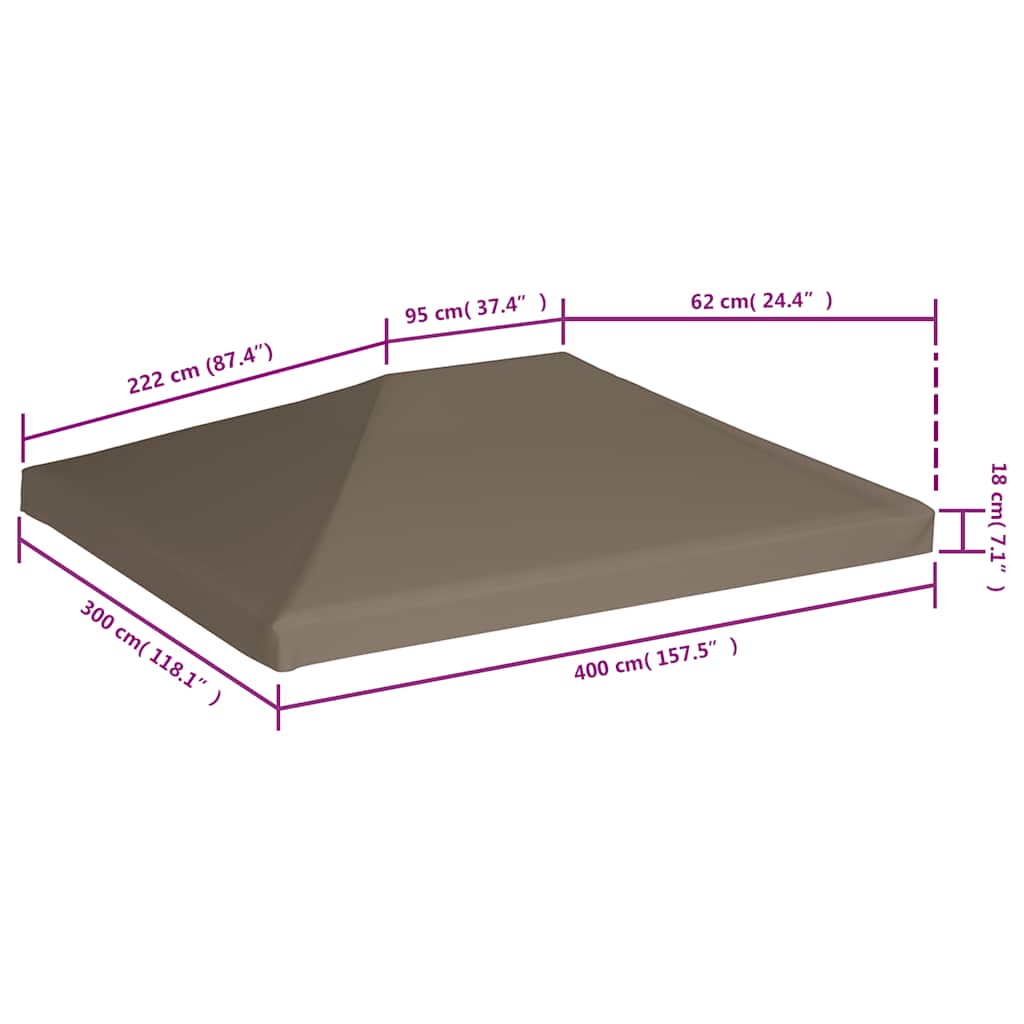 vidaXL Κάλυμμα για Κιόσκι Χρώμα Taupe 3 x 4 μ. 310 γρ./μ²
