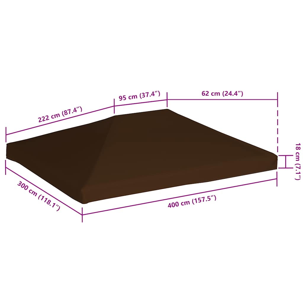 vidaXL Κάλυμμα για Κιόσκι Καφέ 3 x 4 μ. 310 γρ./μ²