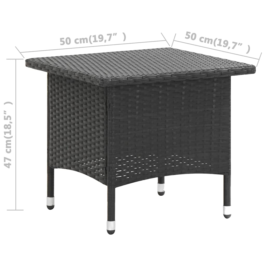 vidaXL Τραπέζι Κήπου Μαύρο 50 x 50 x 47 εκ. από Συνθετικό Ρατάν
