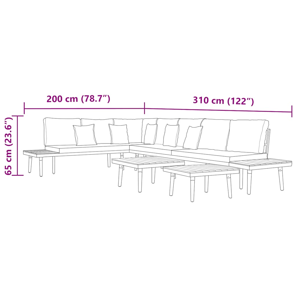 vidaXL Σαλόνι Κήπου 7 Ατόμων Καφέ Μασίφ Ξύλο Ακακίας με Μαξιλάρια