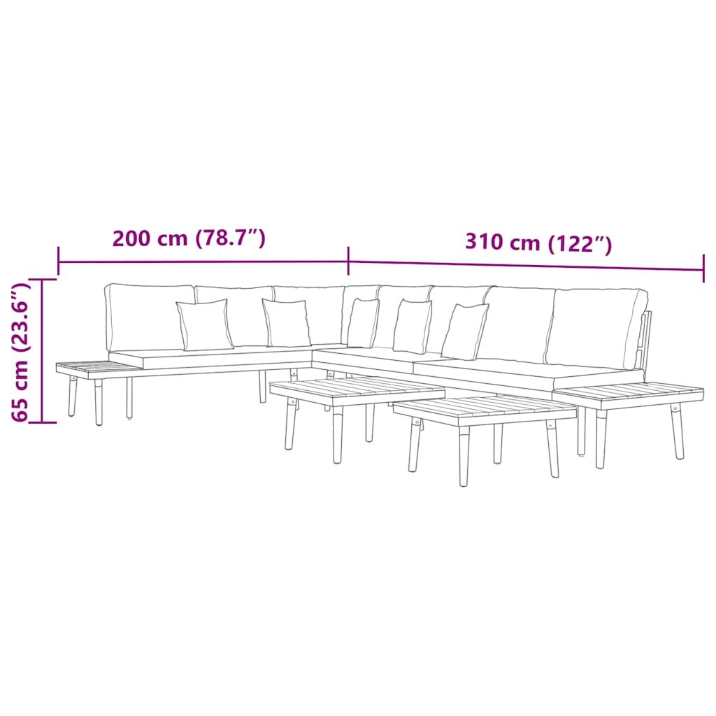 vidaXL Σαλόνι Κήπου 7 Ατόμων Καφέ Μασίφ Ξύλο Ακακίας με Μαξιλάρια