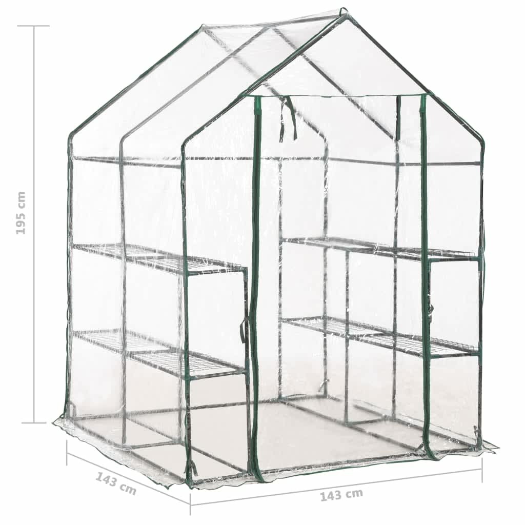 vidaXL Θερμοκήπιο με 8 Ράφια 143 x 143 x 195 εκ.