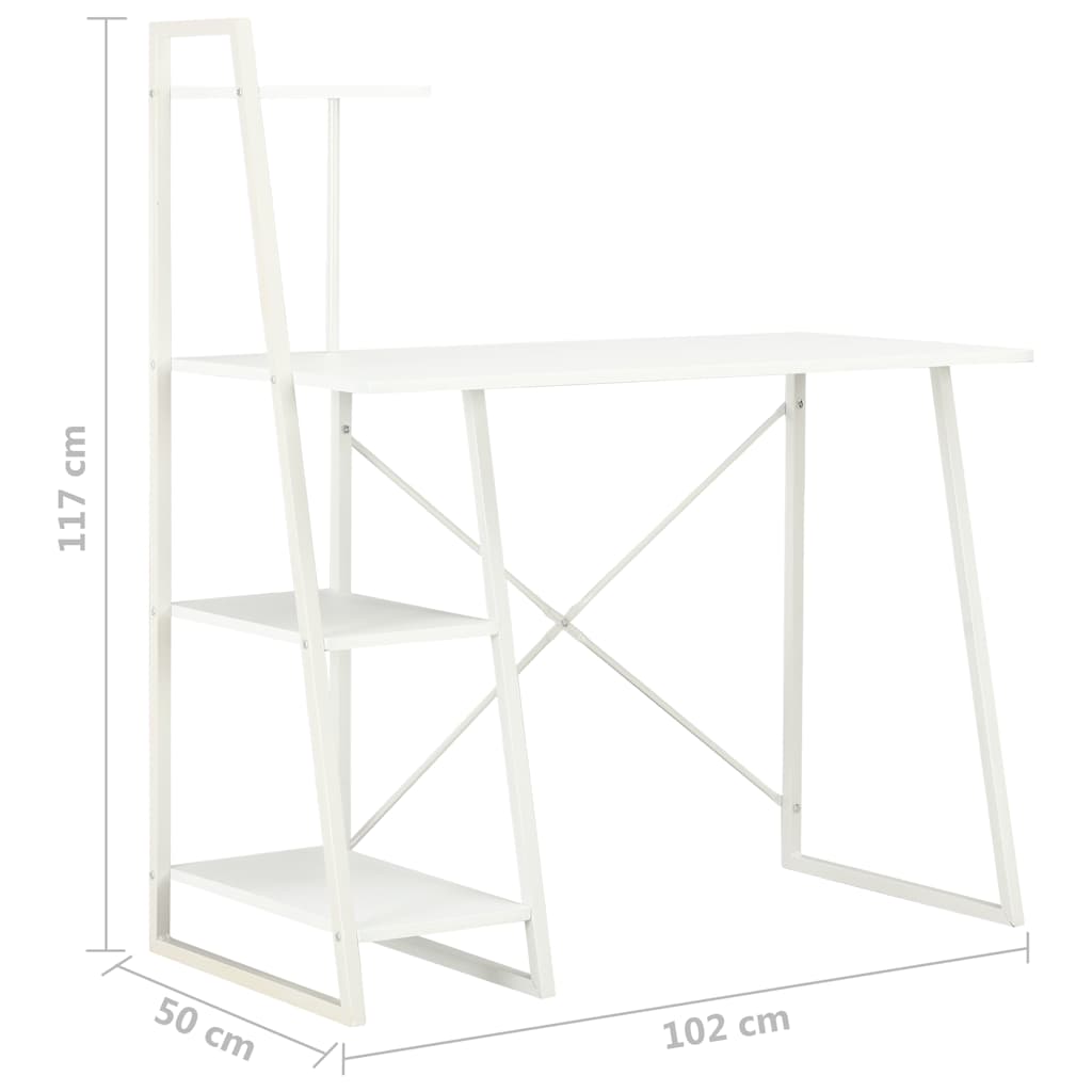 vidaXL Γραφείο με Ράφια Λευκό 102 x 50 x 117 εκ.