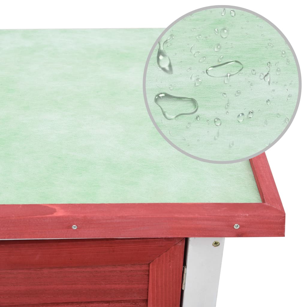 vidaXL Κλουβί Κουνελιών Εξωτερικού Χώρου με 1 Πόρτα Κόκκινο Ξύλινο