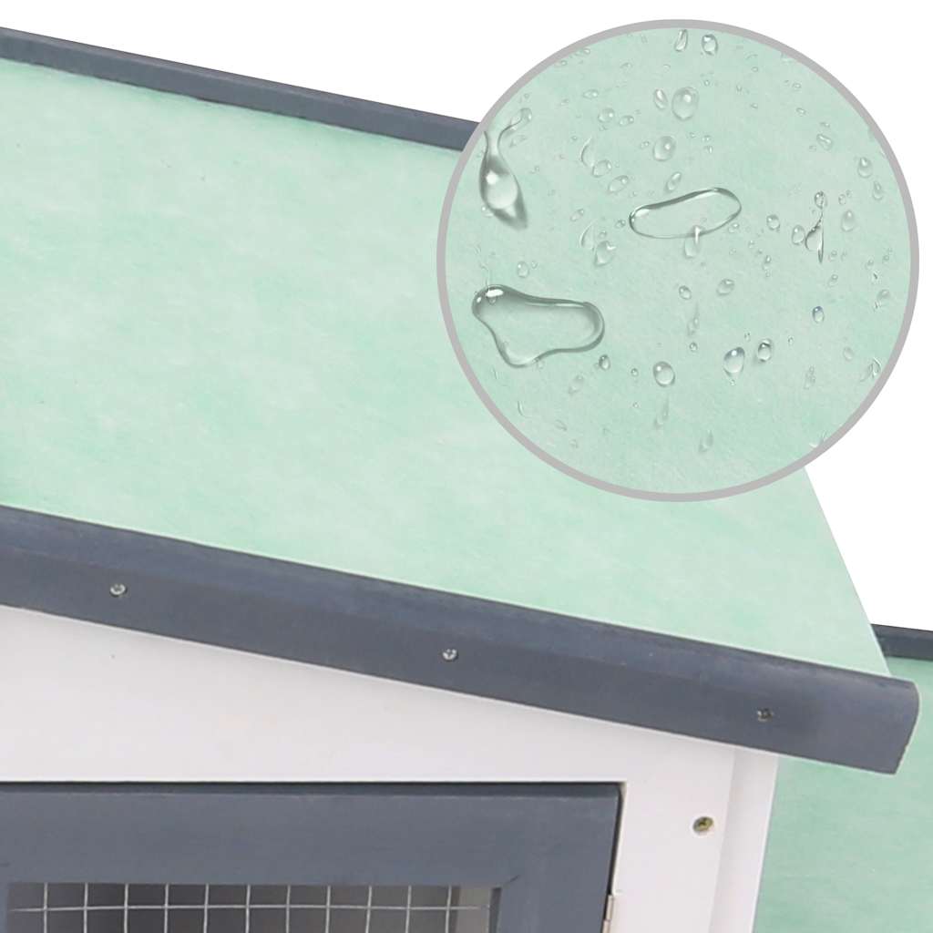 vidaXL Κλουβί Κουνελιών Μεγάλο Γκρι/Λευκό 201 x 45 x 85 εκ. Ξύλινο