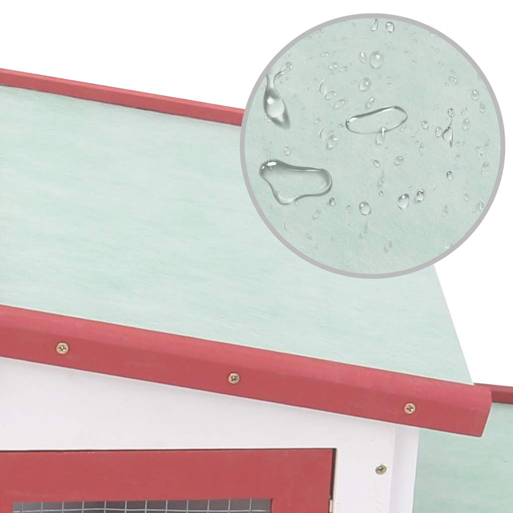 vidaXL Κλουβί Κουνελιών Μεγάλο Κόκκινο/Λευκό 201 x 45 x 85 εκ. Ξύλινο