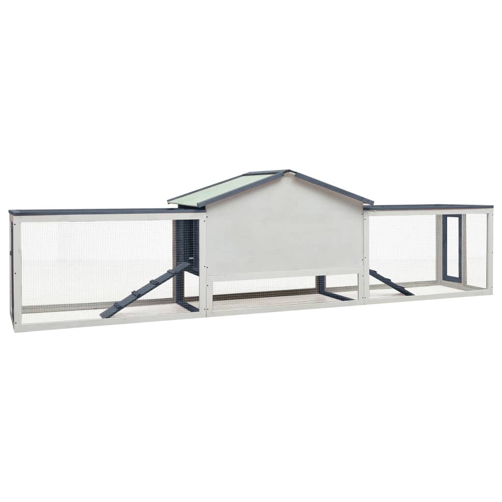 vidaXL Κλουβί Κουνελιών Γκρι 310x70x87 εκ. Μασίφ Ξύλο Πεύκου/Ελάτης