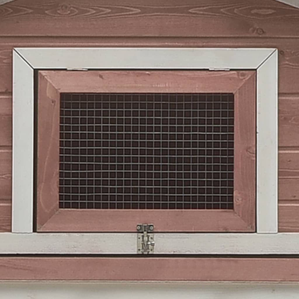 vidaXL Κλουβί Κουνελιών Μόκα 310x70x87 εκ. Μασίφ Ξύλο Πεύκου/Ελάτης