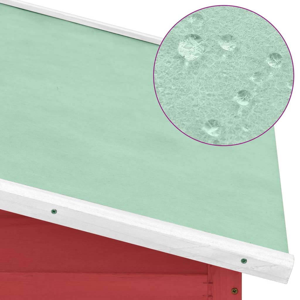 vidaXL Κοτέτσι με Κουτί Ωοτοκίας Κόκκινο/Λευκό Μασίφ Ξύλο Ελάτης