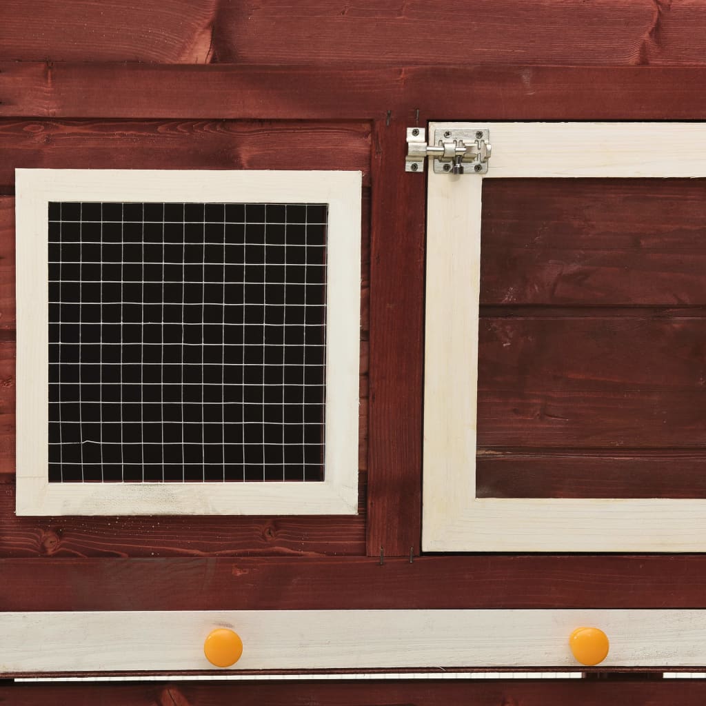 vidaXL Κλουβί Κουνελιών Μόκα/Λευκό 140x63x120 εκ. Μασίφ Ξύλο Ελάτης