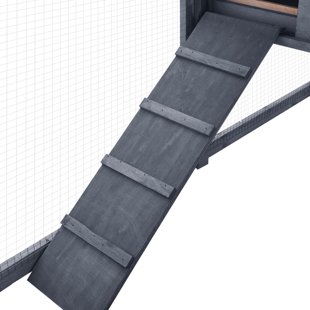 vidaXL Κλουβί Κουνελιών Εξωτ. Χώρου με Προαύλιο Γκρι/Λευκό Ξύλο Ελάτης