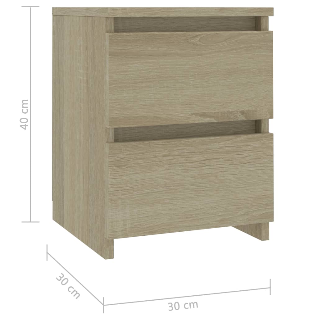 vidaXL Κομοδίνα 2 τεμ. Sonoma Δρυς 30 x 30 x 40 εκ. από Επεξ. Ξύλο