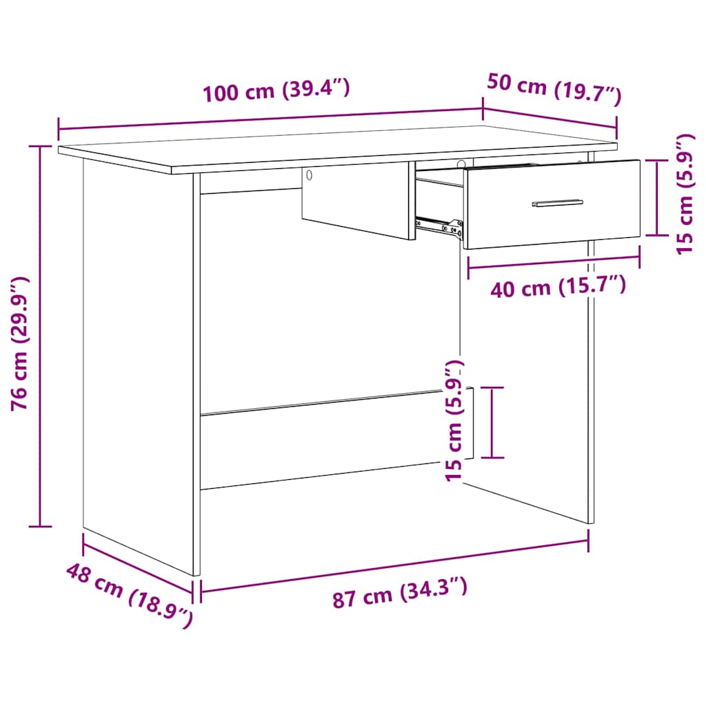 vidaXL Γραφείο Λευκό 100 x 50 x 76 εκ. από Επεξ. Ξύλο