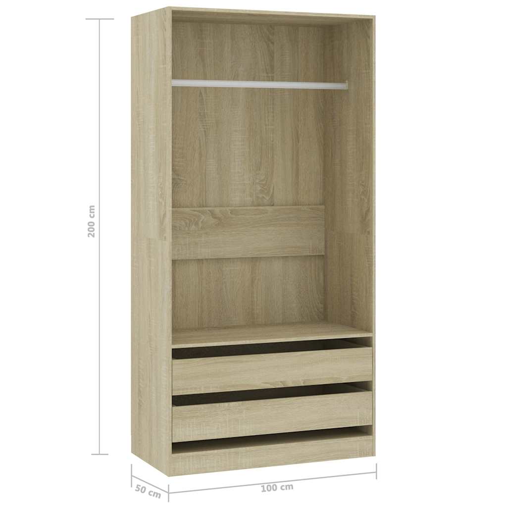 vidaXL Ντουλάπα Χρώμα Sonoma Δρυς 100 x 50 x 200 εκ. από Επεξ. Ξύλο