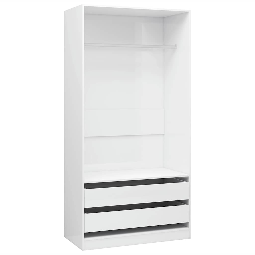 vidaXL Ντουλάπα Γυαλιστερό Λευκό 100 x 50 x 200 εκ. από Επεξ. Ξύλο