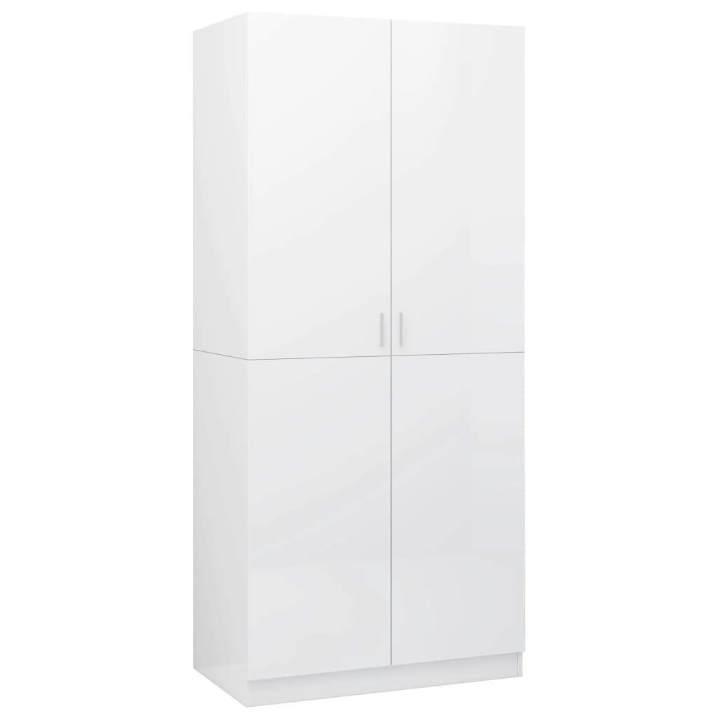 vidaXL Ντουλάπα Γυαλιστερό Λευκό 80 x 52 x 180 εκ. από Επεξ. Ξύλο