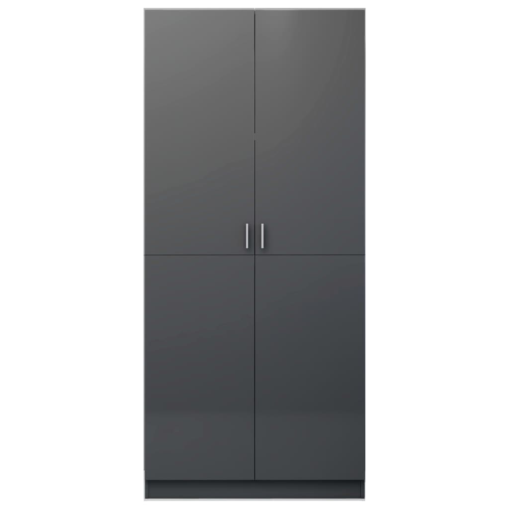vidaXL Ντουλάπα Γυαλιστερό Γκρι 90 x 52 x 200 εκ. από Μοριοσανίδα