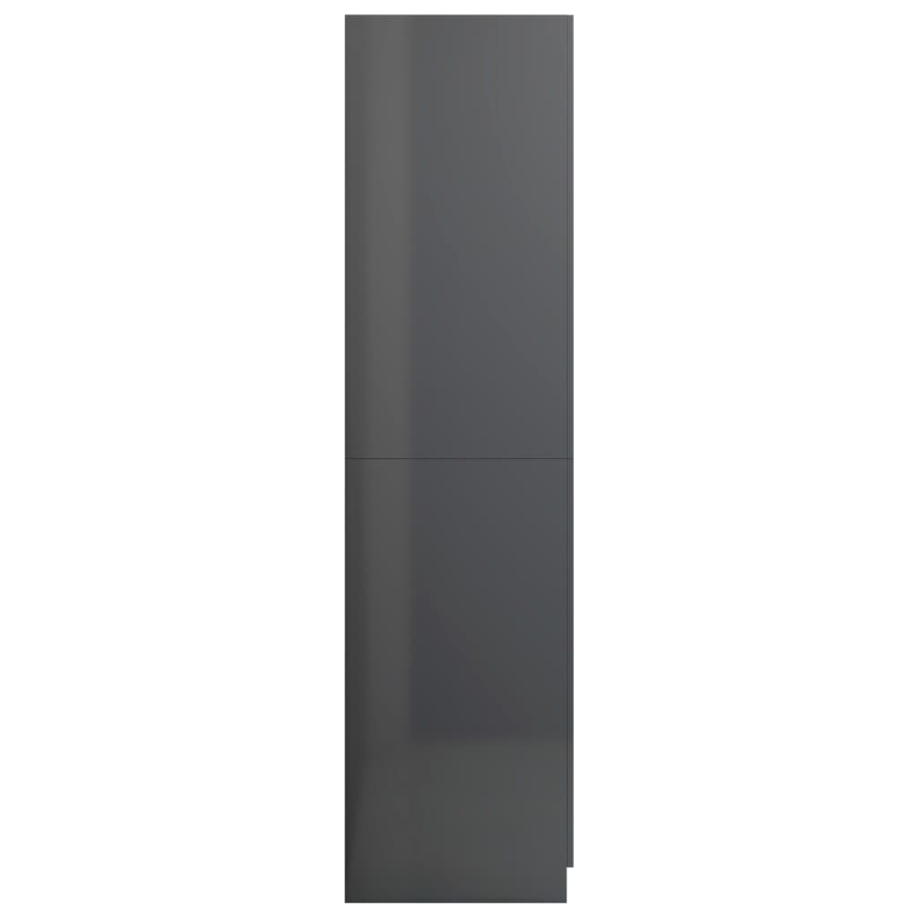vidaXL Ντουλάπα Γυαλιστερό Γκρι 90 x 52 x 200 εκ. από Μοριοσανίδα