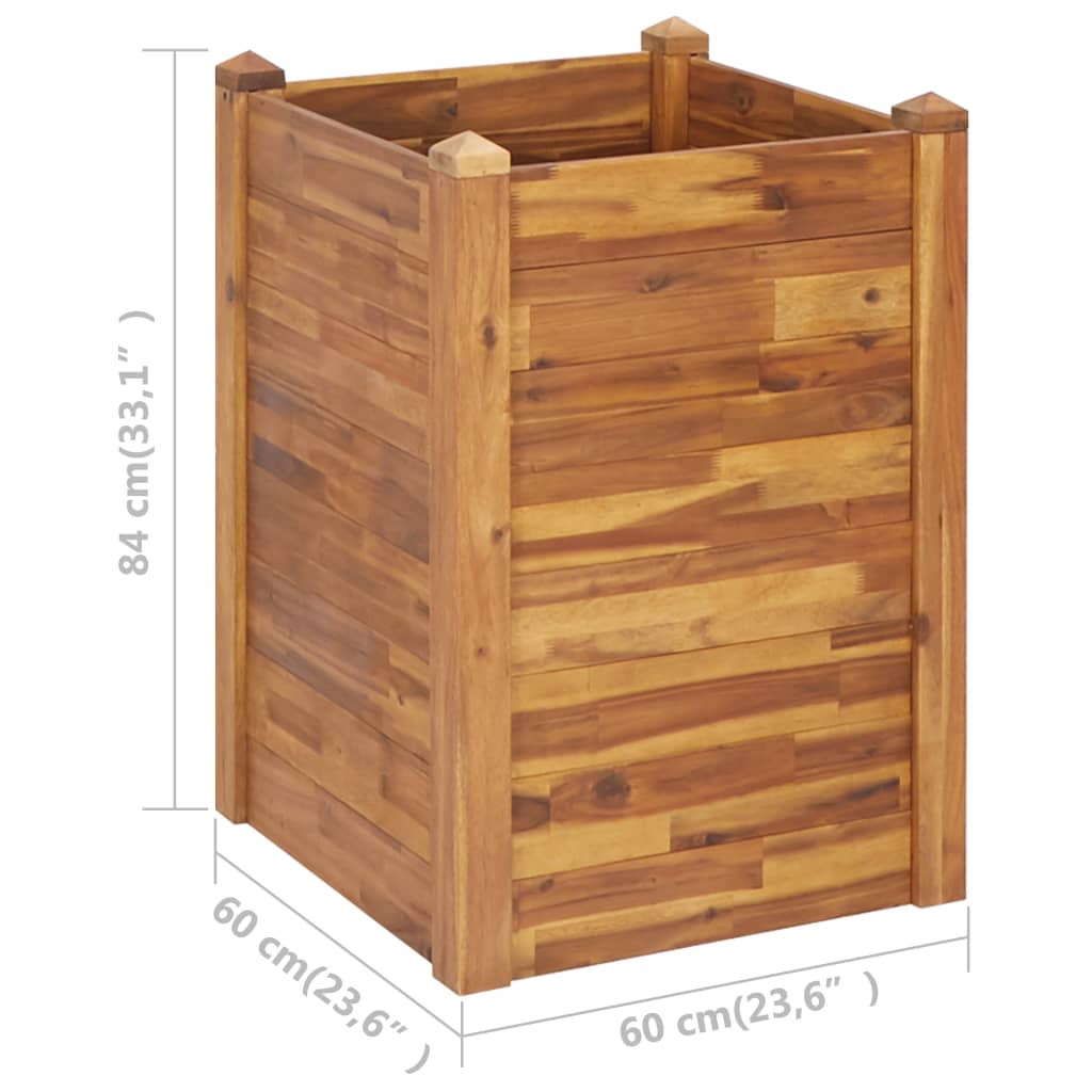 vidaXL Ζαρντινιέρα Υπερυψωμένη 60 x 60 x 84 εκ. από Μασίφ Ξύλο Ακακίας