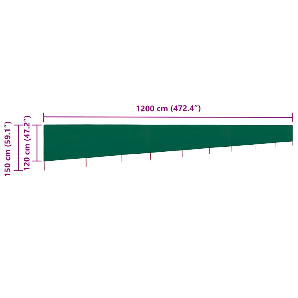 vidaXL Προστατευτικό Αέρα με 9 Πάνελ Πράσινο 1200 x 120 εκ. Υφασμάτινο