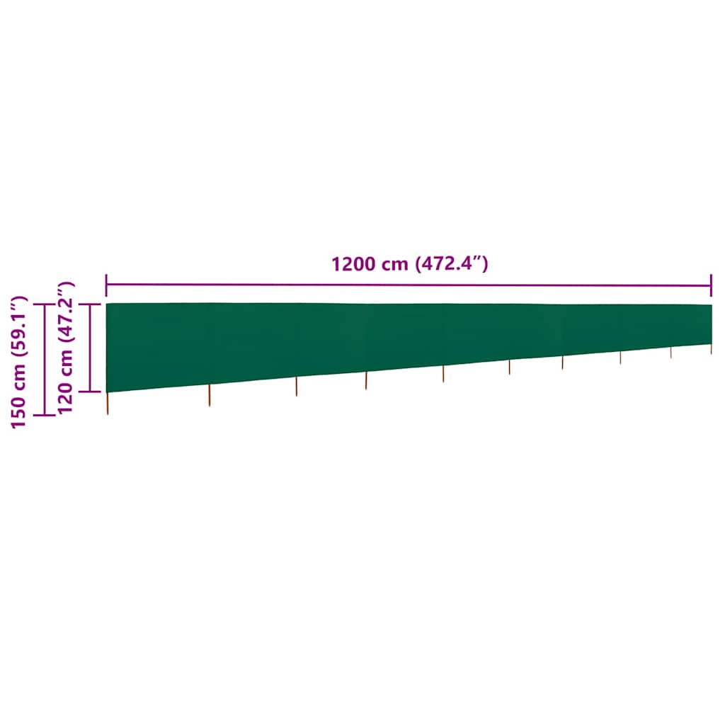 vidaXL Προστατευτικό Αέρα με 9 Πάνελ Πράσινο 1200 x 120 εκ. Υφασμάτινο