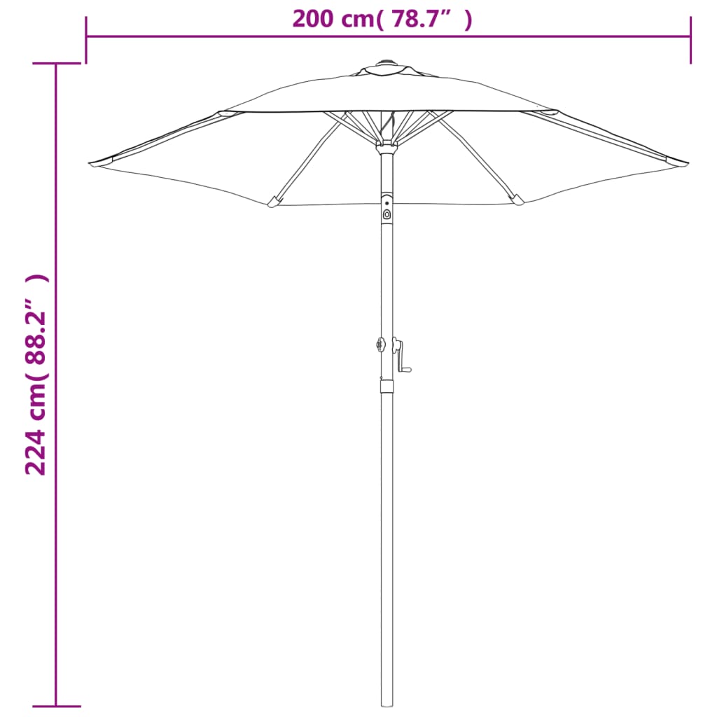 vidaXL Ομπρέλα Χρώμα Taupe 200 x 224 εκ. Αλουμινίου