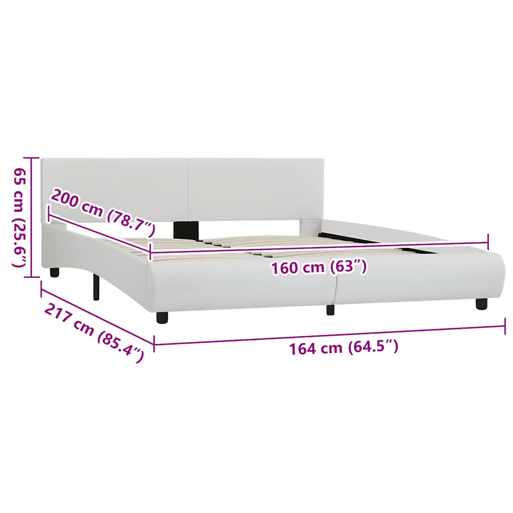 vidaXL Πλαίσιο Κρεβατιού με LED Λευκό 160x200 εκ. από Συνθετικό Δέρμα