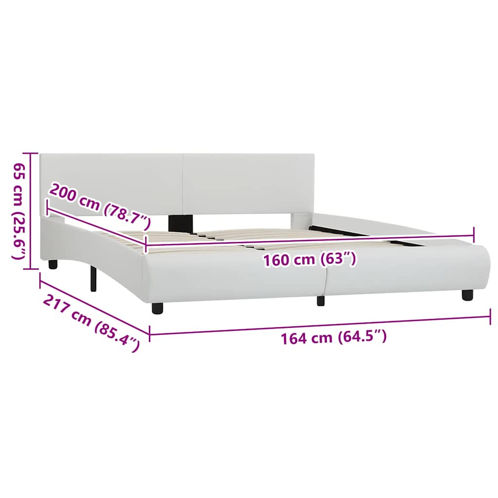 vidaXL Πλαίσιο Κρεβατιού με LED Λευκό 160x200 εκ. από Συνθετικό Δέρμα