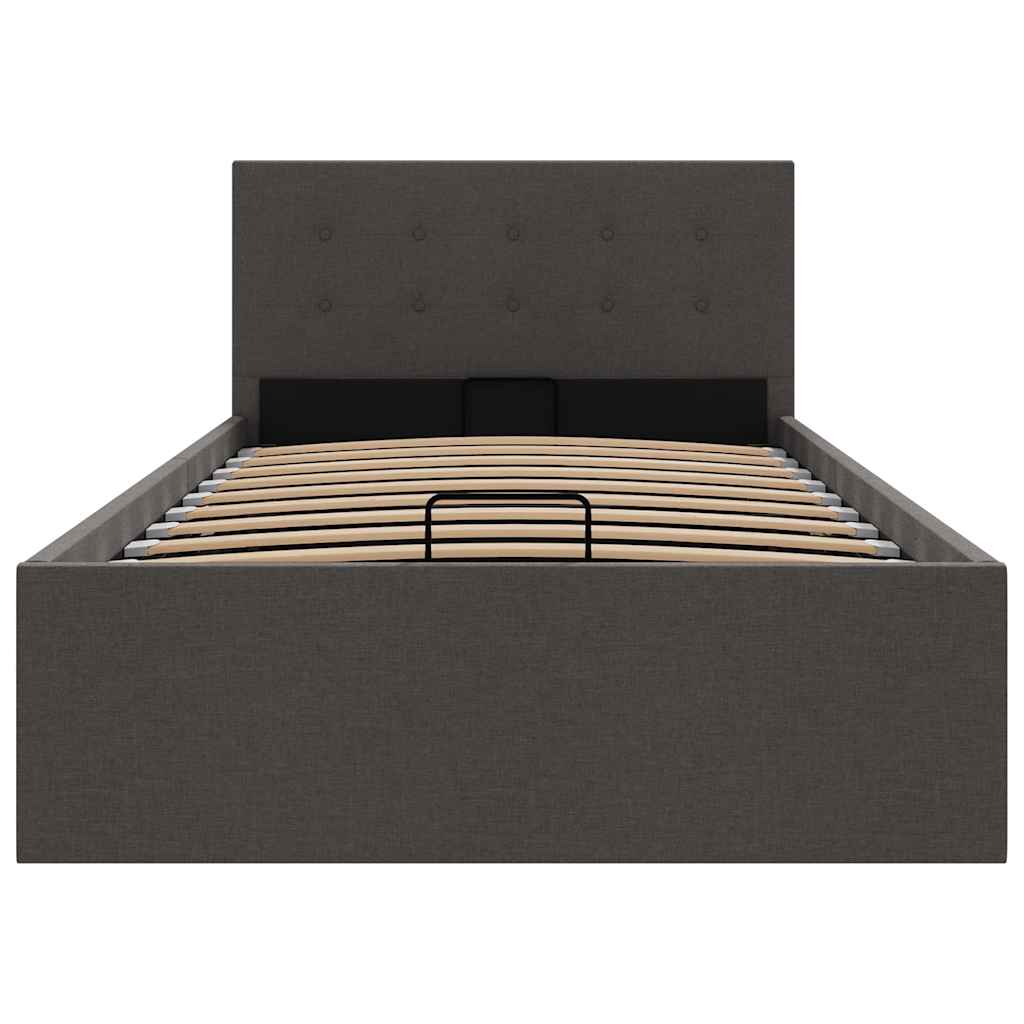 vidaXL Πλαίσιο Κρεβατιού με Αποθ. Χώρο Σκ. Γκρι 90x200 εκ. Υφασμάτινο