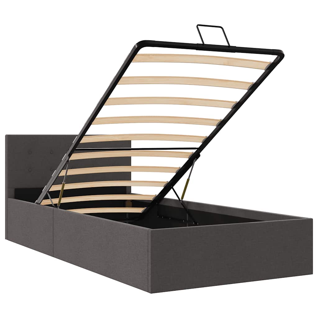 vidaXL Πλαίσιο Κρεβατιού με Αποθ. Χώρο Σκ. Γκρι 90x200 εκ. Υφασμάτινο