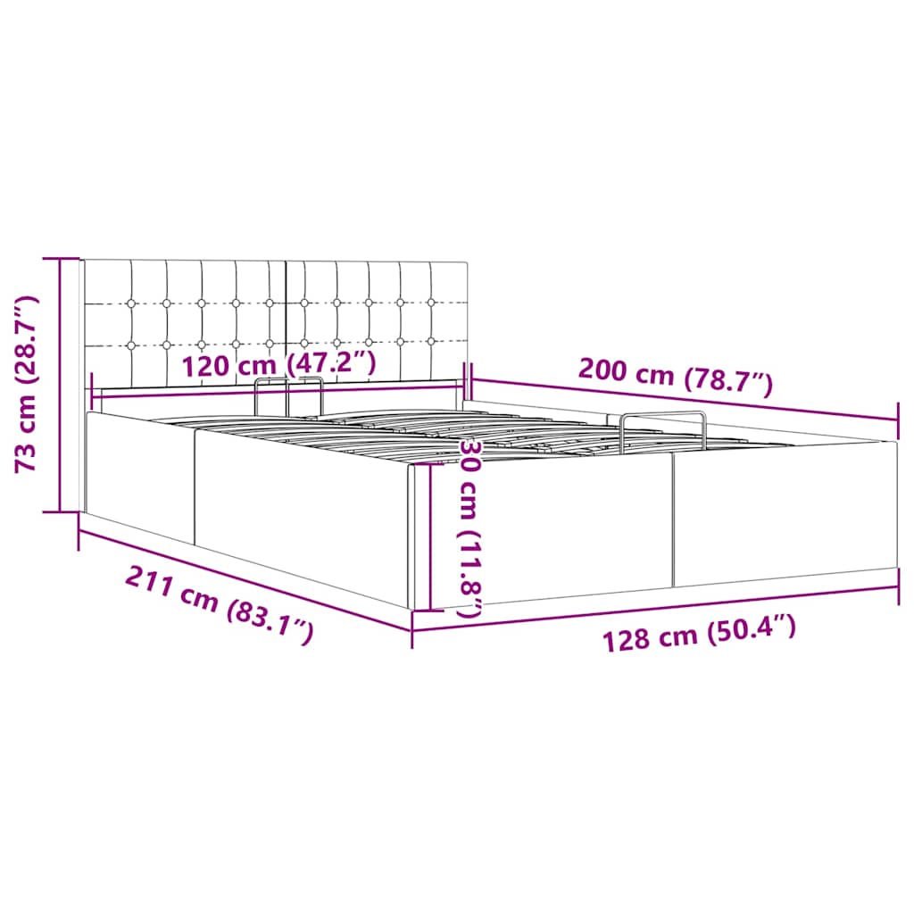 vidaXL Πλαίσιο Κρεβατιού με Αποθηκ. Χώρο Taupe 120x200 εκ. Υφασμάτινο