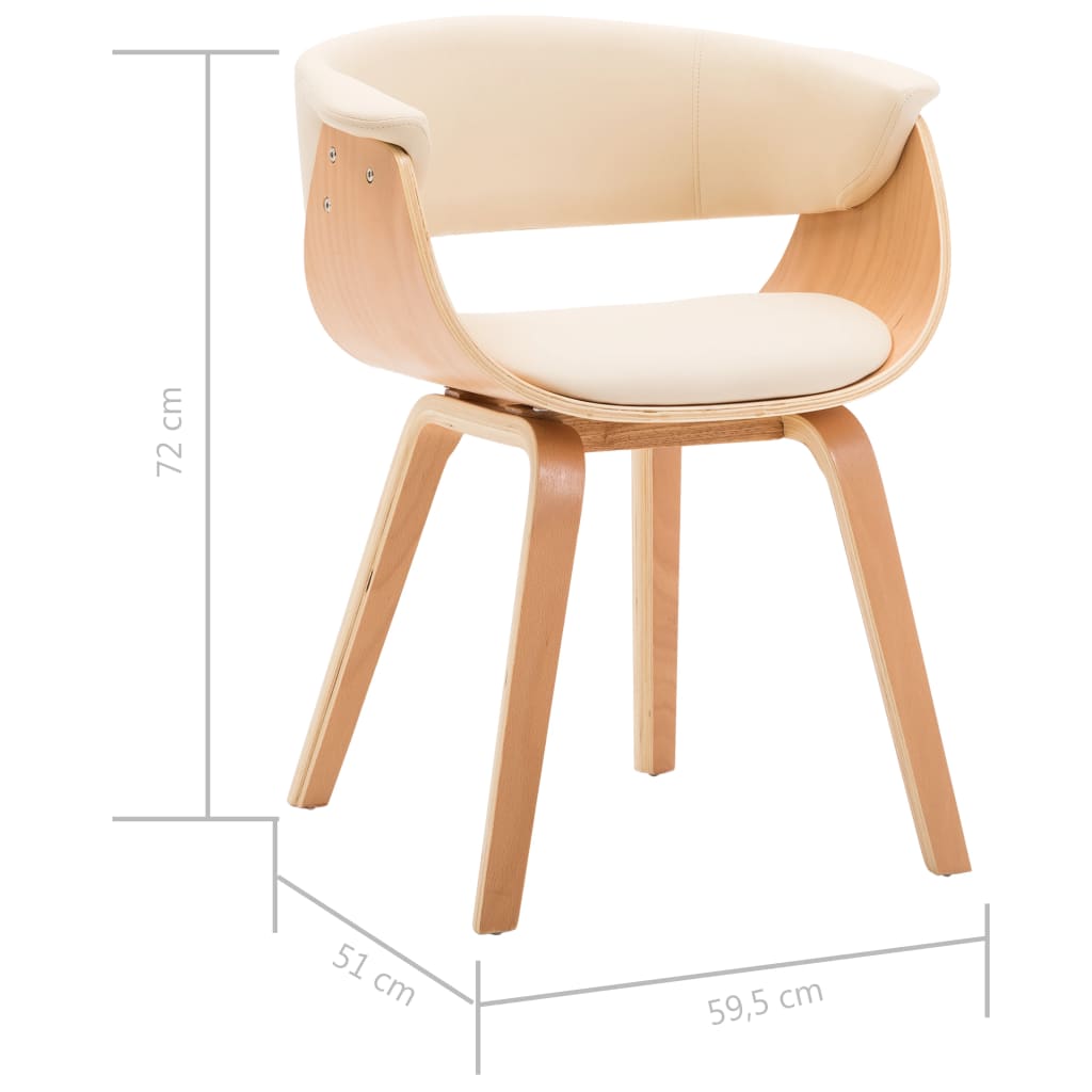 vidaXL Καρέκλες Τραπεζαρίας 6 τεμ. Κρεμ Λυγισμένο Ξύλο/Συνθετικό Δέρμα