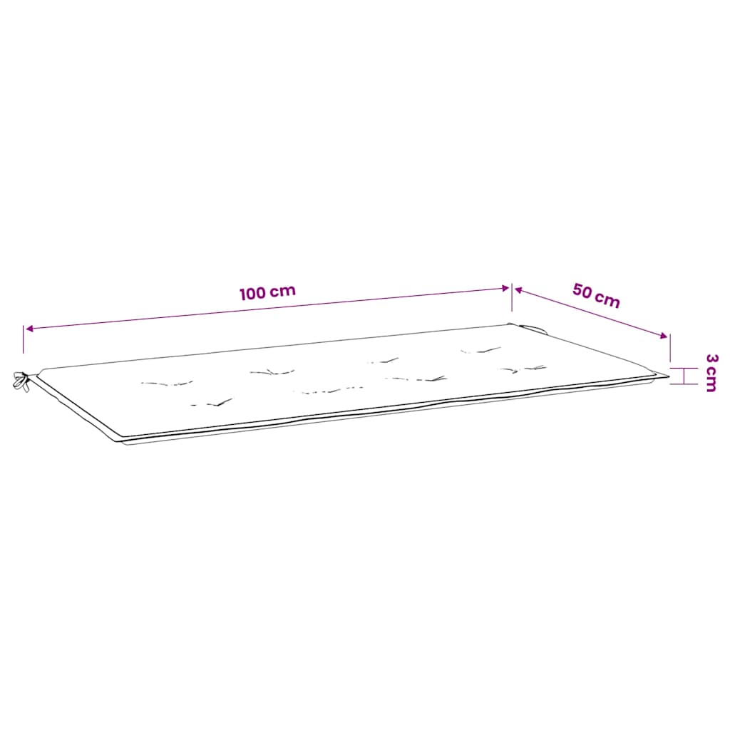 vidaXL Μαξιλάρι Πάγκου Κήπου Μαύρο 120x50x3 εκ. Ύφασμα Oxford