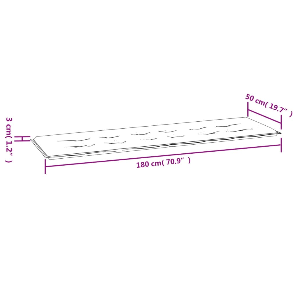 vidaXL Μαξιλάρι Πάγκου Κήπου Μπεζ 180x50x3 εκ. Ύφασμα Oxford