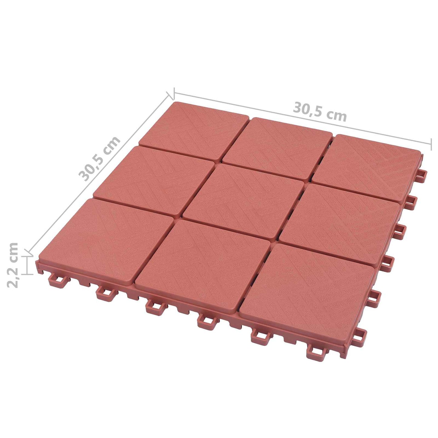 vidaXL Πλάκα Κατασκευής 10 pcs Κόκκινο 30,5 x 30,5 x 2,2 εκ