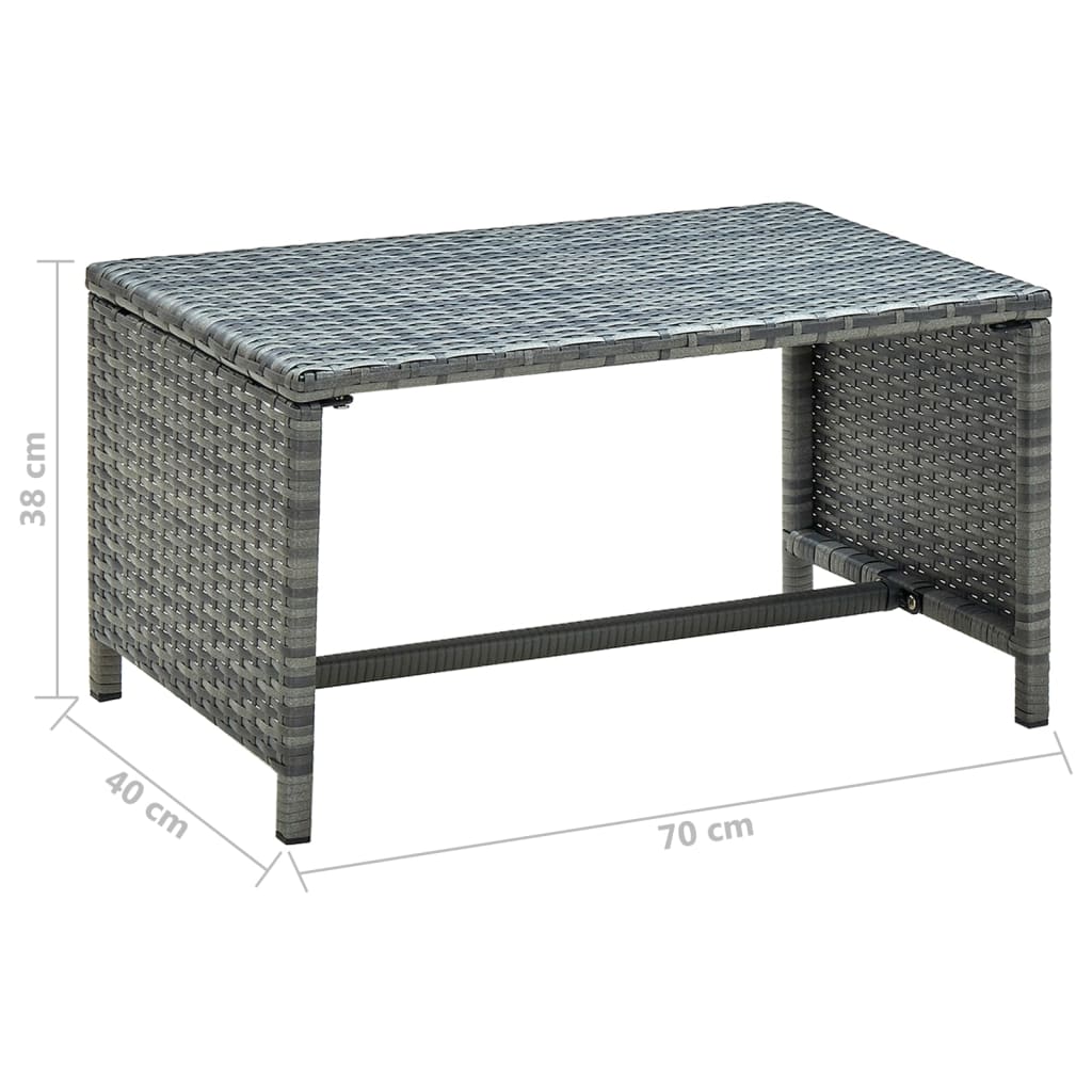 vidaXL Τραπεζάκι Σαλονιού Ανθρακί 70 x 40 x 38 εκ. από Συνθετικό Ρατάν