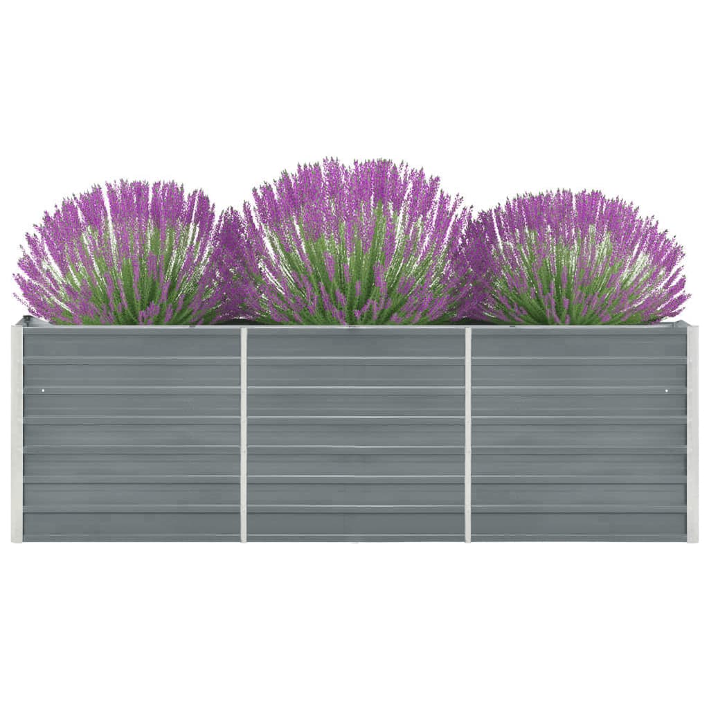 vidaXL Ζαρντινιέρα Υπερυψωμένη Γκρι 240x40x77 εκ. Γαλβανισμ. Χάλυβας