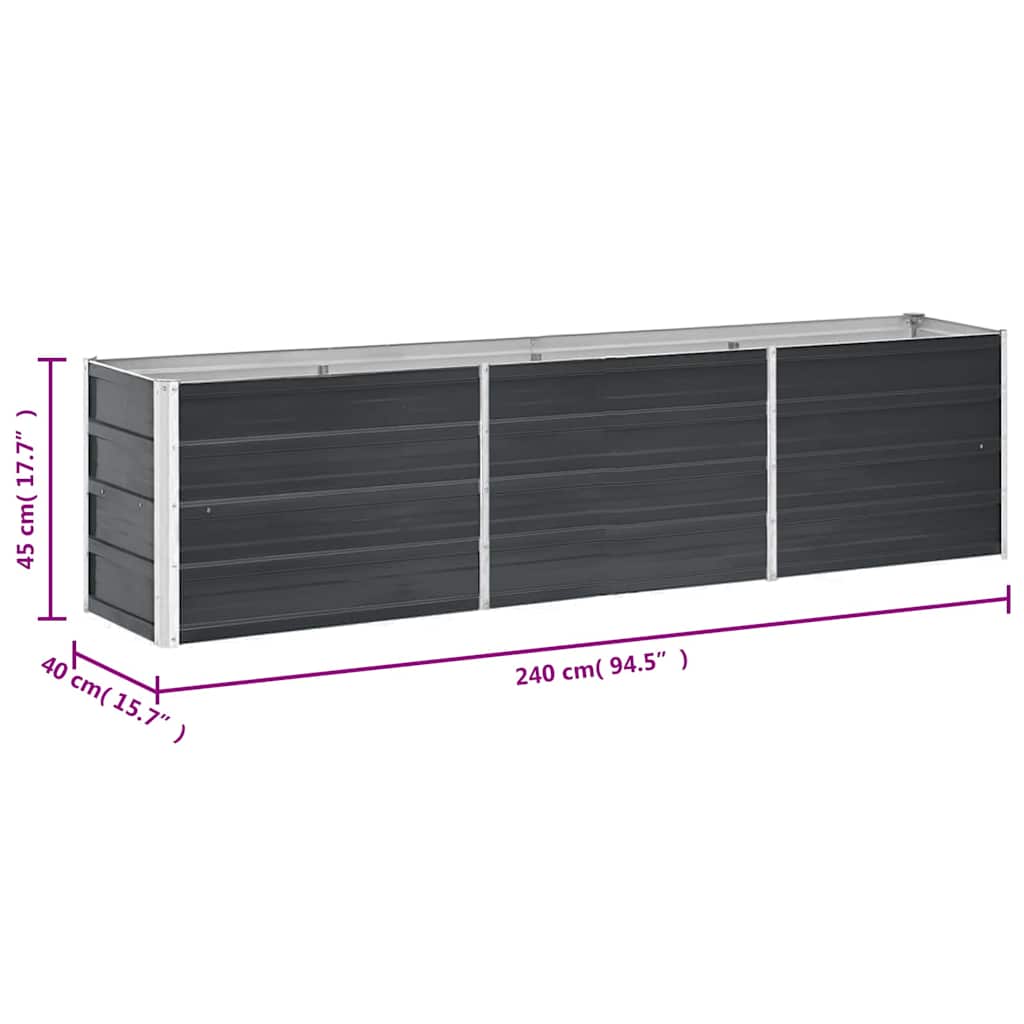 vidaXL Ζαρντινιέρα Υπερυψωμένη Ανθρακί 240x40x45 εκ. Γαλβαν. Χάλυβας