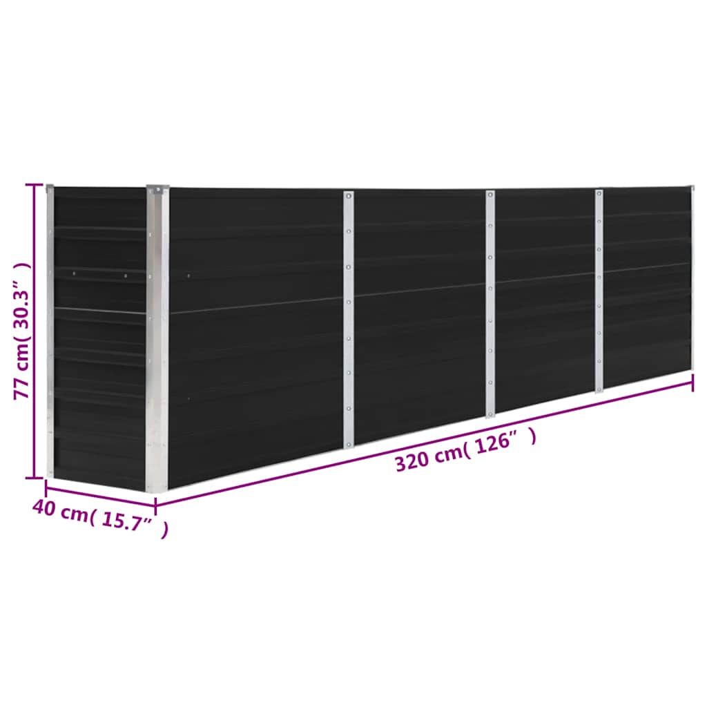 vidaXL Ζαρντινιέρα Ψηλή Ανθρακί 320x40x77 εκ. Γαλβανισμένος Χάλυβας