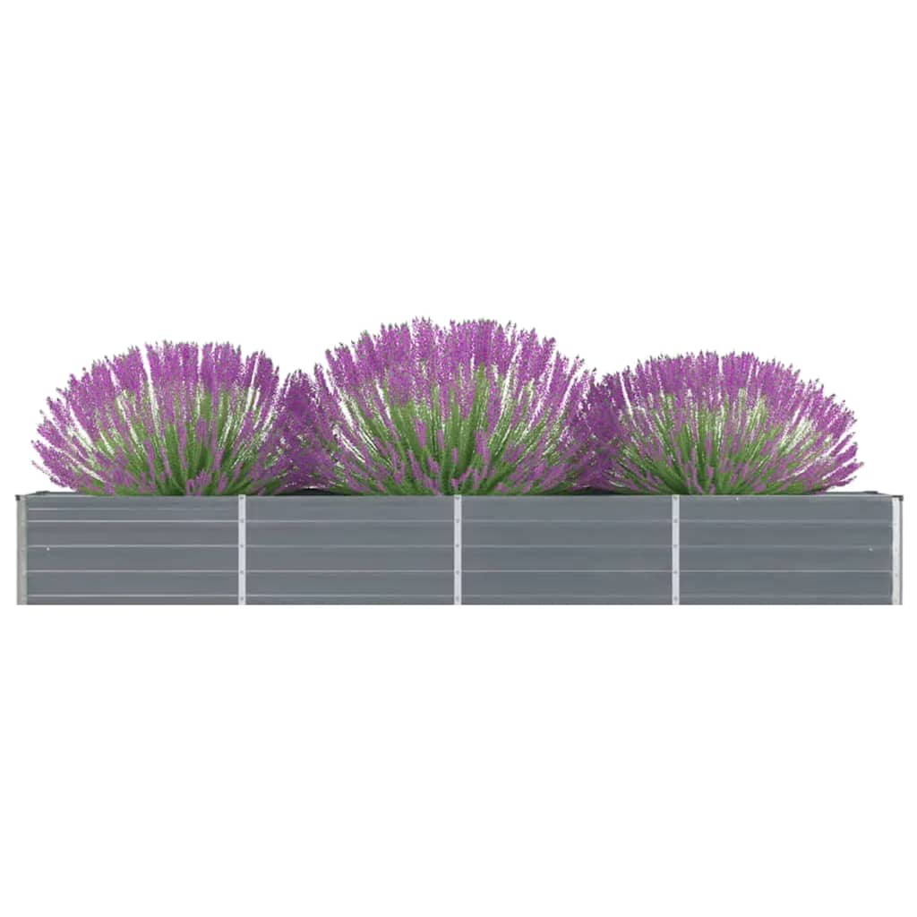 vidaXL Ζαρντινιέρα Υπερυψωμένη Γκρι 320x40x45 εκ. Γαλβανισμ. Χάλυβας