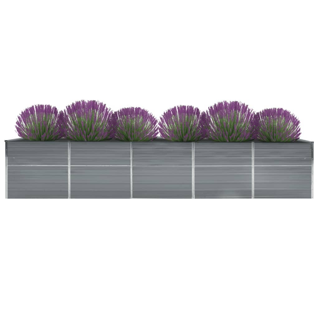 vidaXL Ζαρντινιέρα Υπερυψωμένη Γκρι 400x80x45 εκ. Γαλβαν. Χάλυβας