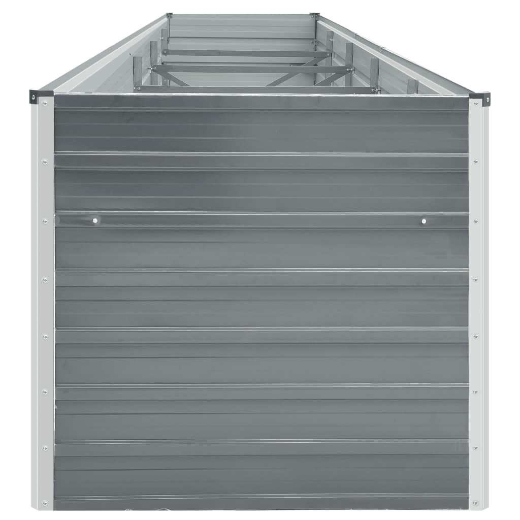 vidaXL Ζαρντινιέρα Υπερυψωμένη Γκρι 400x80x45 εκ. Γαλβαν. Χάλυβας