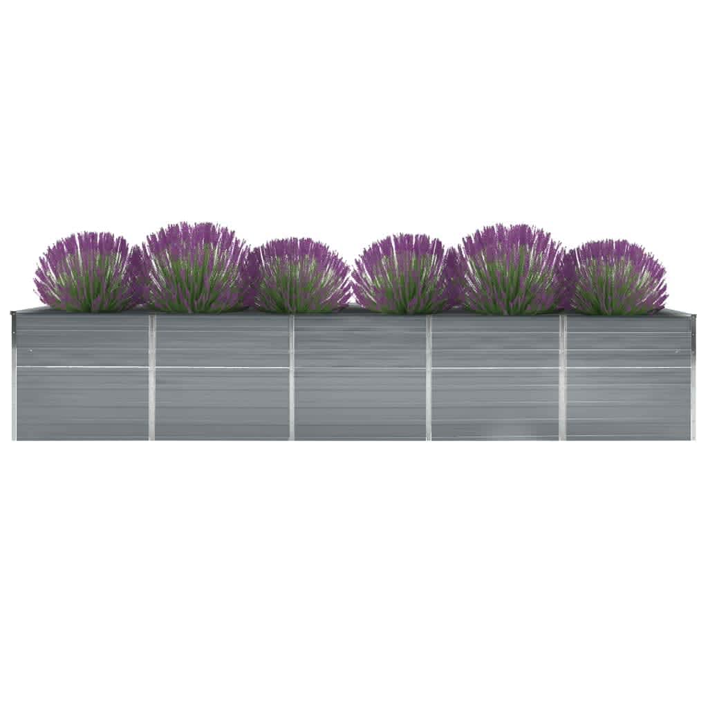 vidaXL Ζαρντινιέρα Υπερυψωμένη Γκρι 400x80x77 εκ. Γαλβαν. Χάλυβας