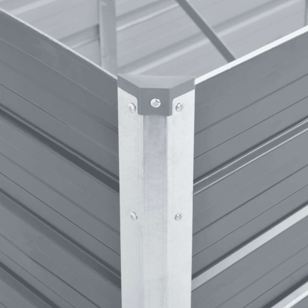 vidaXL Ζαρντινιέρα Υπερυψωμένη Γκρι 400x80x77 εκ. Γαλβαν. Χάλυβας