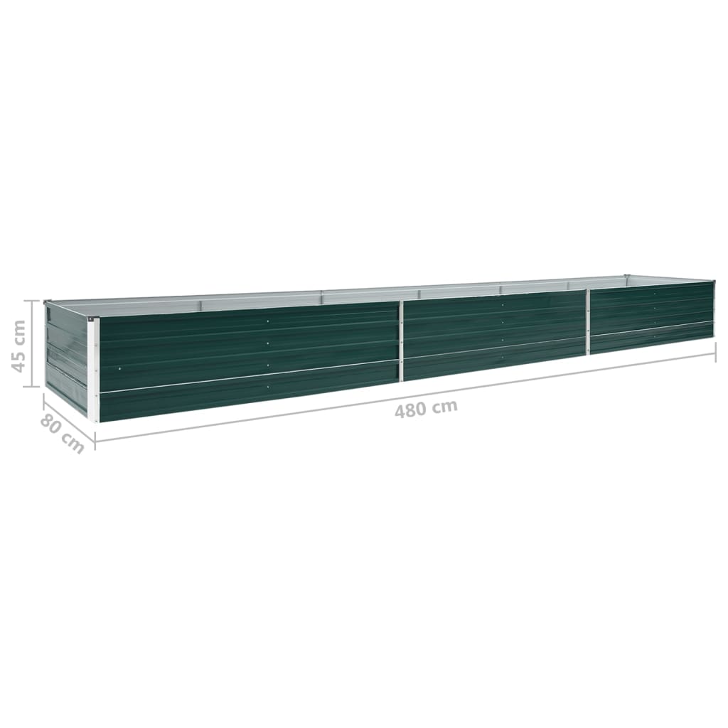 vidaXL Ζαρντινιέρα Υπερυψωμένη Πράσινη 480x80x45 εκ. Γαλβαν. Χάλυβας