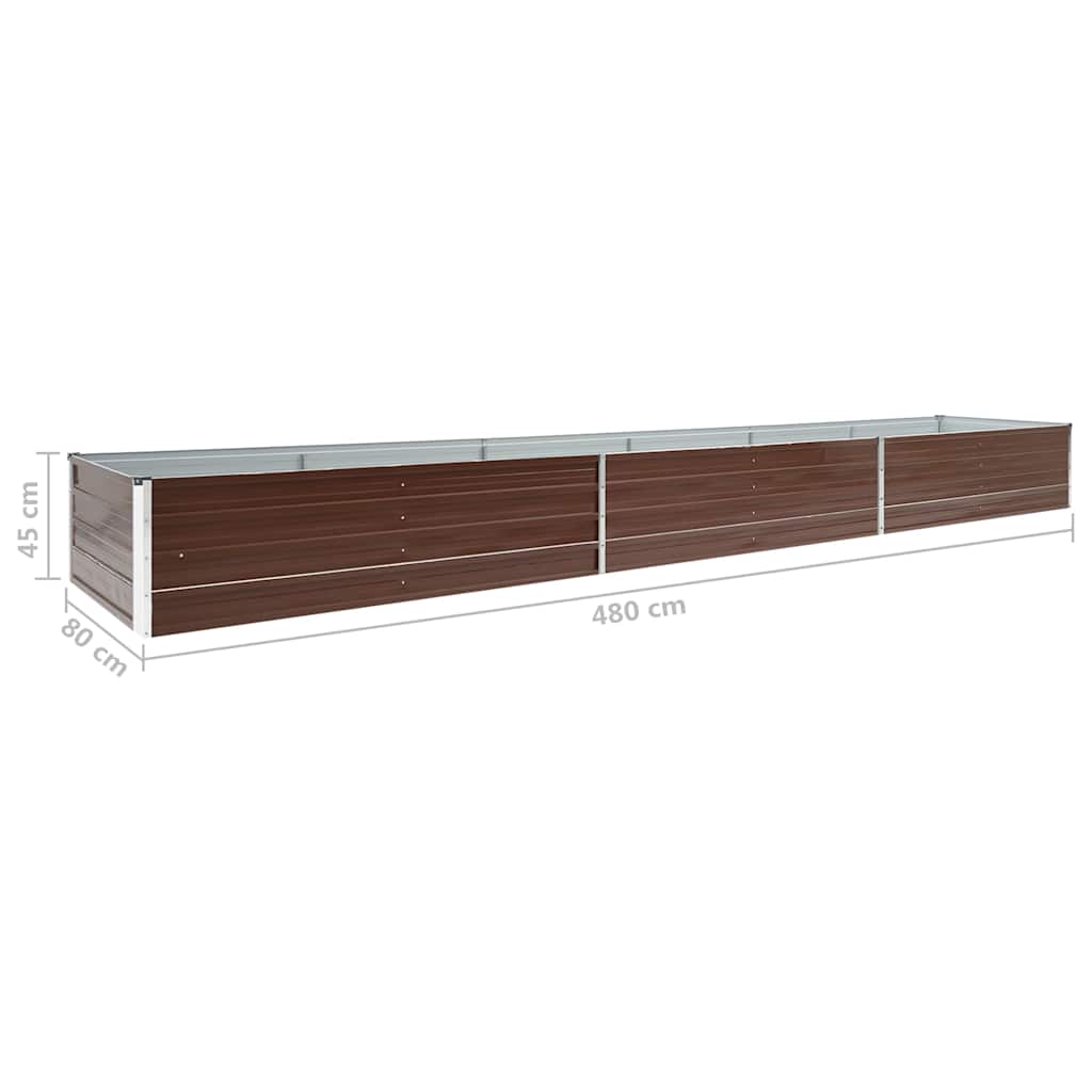 vidaXL Ζαρντινιέρα Υπερυψωμένη Καφέ 480x80x45 εκ. Γαλβαν. Χάλυβας